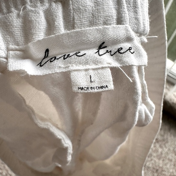 Love Tree White Sporty-Dressy Style Easy Wear, Elastic Waistband Linen Shorts L - Picture 7 of 7